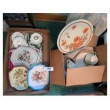Set of Four Melamine Plates, Cups & Saucers +