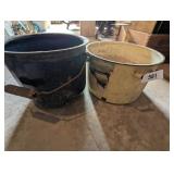 Yellow Enamelware Pot w/ Granite Bucket
