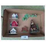 (3) Vintage Frosted Cardboard Christmas Houses &