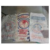 Assorted Muslin Feed Bags w/ Chicken Graphics