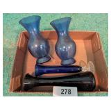 Black Amethyst Vase, Cobalt Blue Bud Vase &