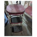 Vintage Red & White Kitchen Step Stool