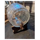 Glass Barrel Wine Decanter w/ Small Wooden Stand