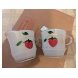Hand Painted Sugar & Creamer w/ Strawberry Motif
