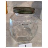 Antique Glass Jar w/ Green Lid