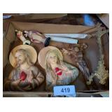 Chalkware Jesus & Mary +
