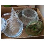 Vintage Butter Server w/ Green Depression Insert,