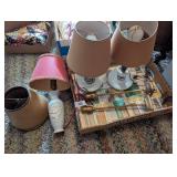Milk Glass Dresser Lamps, +