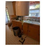 Vintage Floor Lamp w/ Green Marbleized Glass Trim,