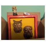 Campana Art Plaques (2) Owls + Small Owl Figurine