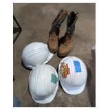 Size 10 John Deere Boots & Hard Hats