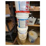 Car Ramp, Buckets & Partial Bucket of Paint