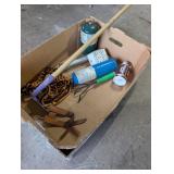 Box of Misc, Propane tank, Rope, other
