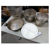 (2) Metal Pots (No Lid) w/ Metal Coffee Pot &