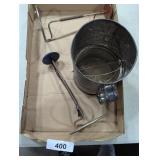 Vintage Sifter & (2) Vintage Hat Display Stand