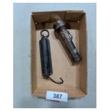 Vintage Hanging Spring Scale & Vintage Flashlight