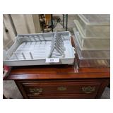 Foldaway Dish Rack & (9) Plastic Containers