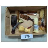 Vintage Shaving Brush, Scissors, Razor, Mirror &