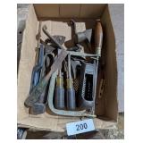 Coping Saw, Small Pipe Wrench, Wood Chisels