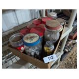 Glass Jars w/ Nuts, Bolts, Washers & Other