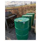 (3) Green 55 Gallon Barrels