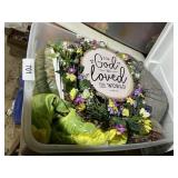 (2) Totes w/ Lids + Easter Decor