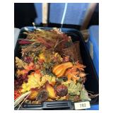 (2) Totes w/ Lids + Assortment of Fall Decor