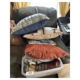 (3) Woven Throw Blankets, Tapestry Type Pillows &