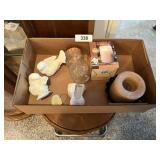 Bird Figurines, Owl Candy Jar & Candles