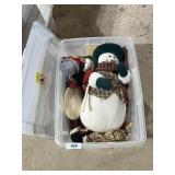 Tote w/ Lid + Stuffed Snowman & Santas