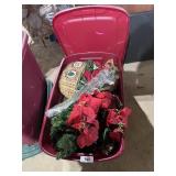 Tote w/ Lid + Artificial Christmas Floral, +