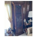 Top Lit Oak Finish Gun Cabinet w/ Key -
