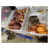 (2) Totes w/ Lids + Fall, Pumpkins & Floral