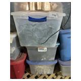(3) Totes w/ Lids + Christmas Lights