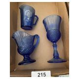 Shirley Temple Cream Pitcher & Avon Blue Glass