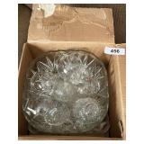 Large Glass Square Punch Bowl w/ Assorted Cups