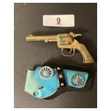 Cowpoke Brass Tone Toy Pistol w/ Holster