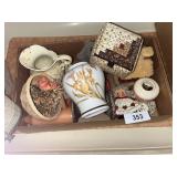 Ceramic Pitcher & Bowl, Small Vase, Trinket Box &