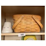Longaberger Double Handled Basket w/ Pie Rack &
