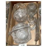 Glass Basket, Fairy Lamp & Decorative Glass Bowls