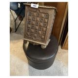 Small Vinyl Hassock & Plastic Trash Can