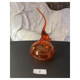 Mid Century Tangerine Bird Candy Dish