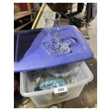 Tote w/ Lid & Approx. 19 Candle Holder w/ Globes +