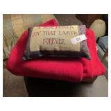 Fleece Throw, Fleece Wrap & (3) Small Pillows