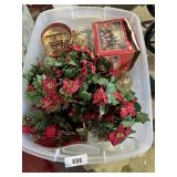 Tote w/ Lid w/ Christmas Floral, Nativity Set, +