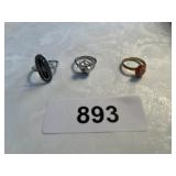 (3) Costume Rings, Earrings &
