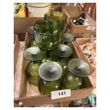 (12) Avocado Green Stemmed Beer Schooners