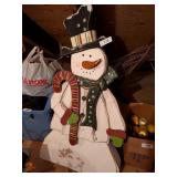 45" Wood Snowman Statue