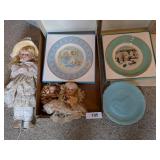 Collectible Avon Plates & Some Porcelain Dolls