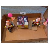 (2) Small Mechanical Santa Tricycle Toys
